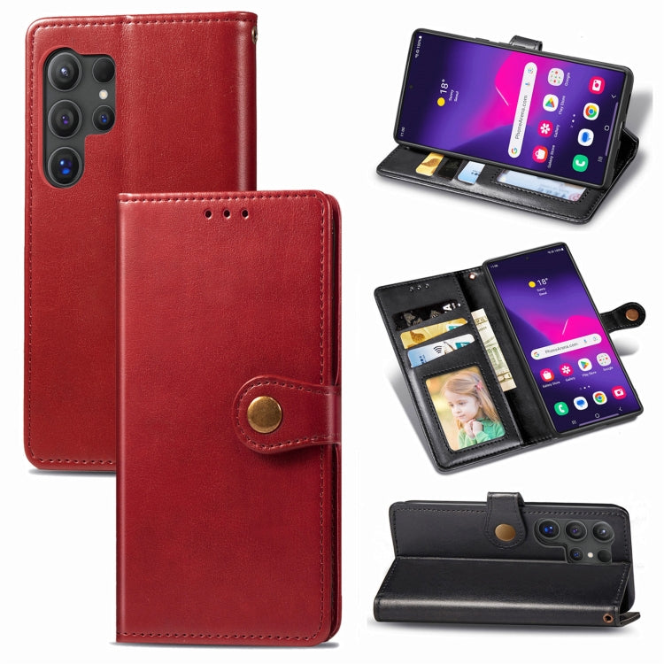 Retro Solid Color Buckle Leather Phone Case, For Samsung Galaxy S25 5G, For Samsung Galaxy S25+ 5...