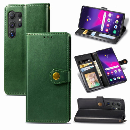 Retro Solid Color Buckle Leather Phone Case, For Samsung Galaxy S25 5G, For Samsung Galaxy S25+ 5...