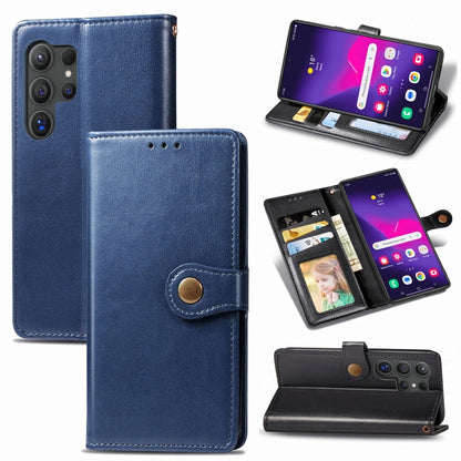 Retro Solid Color Buckle Leather Phone Case, For Samsung Galaxy S25 5G, For Samsung Galaxy S25+ 5...