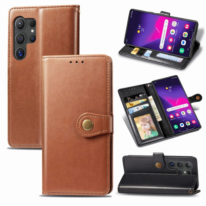 Retro Solid Color Buckle Leather Phone Case, For Samsung Galaxy S25 5G, For Samsung Galaxy S25+ 5...