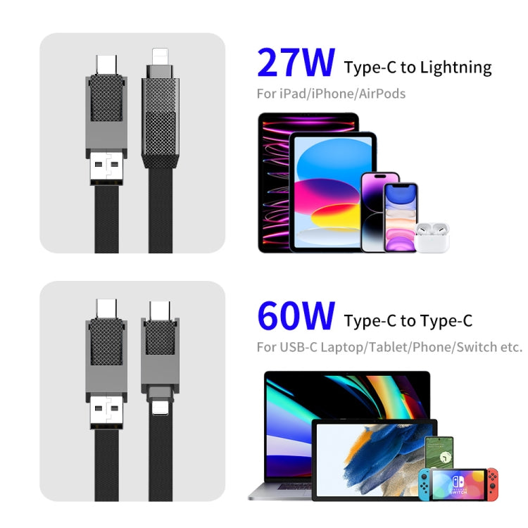ENKAY ENK-CB134 4-in-1 60W USB-A / Type-C to 8 Pin / Type-C Nylon Braided Magnetic Fast Charging ...