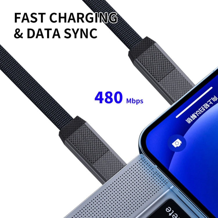 ENKAY ENK-CB134 4-in-1 60W USB-A / Type-C to 8 Pin / Type-C Nylon Braided Magnetic Fast Charging ...
