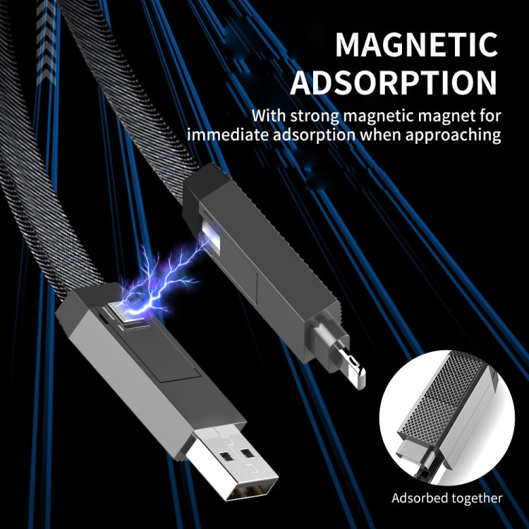 ENKAY ENK-CB134 4-in-1 60W USB-A / Type-C to 8 Pin / Type-C Nylon Braided Magnetic Fast Charging ...