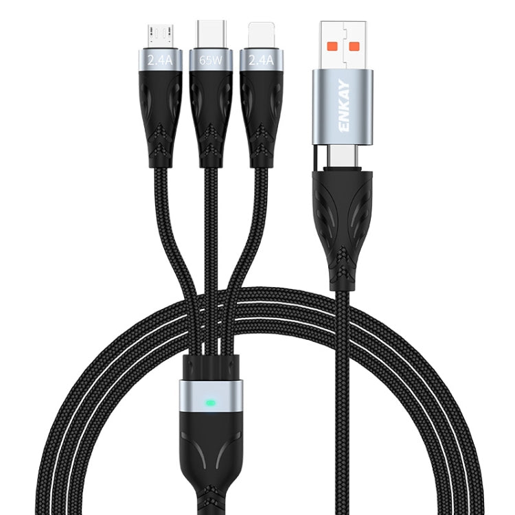 ENKAY ENK-CB135 5-in-1 65W USB-A & USB-C to 8 Pin / Type-C / Micro USB Multifunctional Charging C...