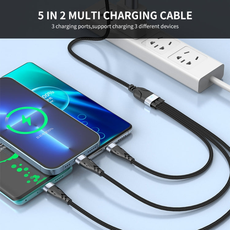 ENKAY ENK-CB135 5-in-1 65W USB-A & USB-C to 8 Pin / Type-C / Micro USB Multifunctional Charging C...