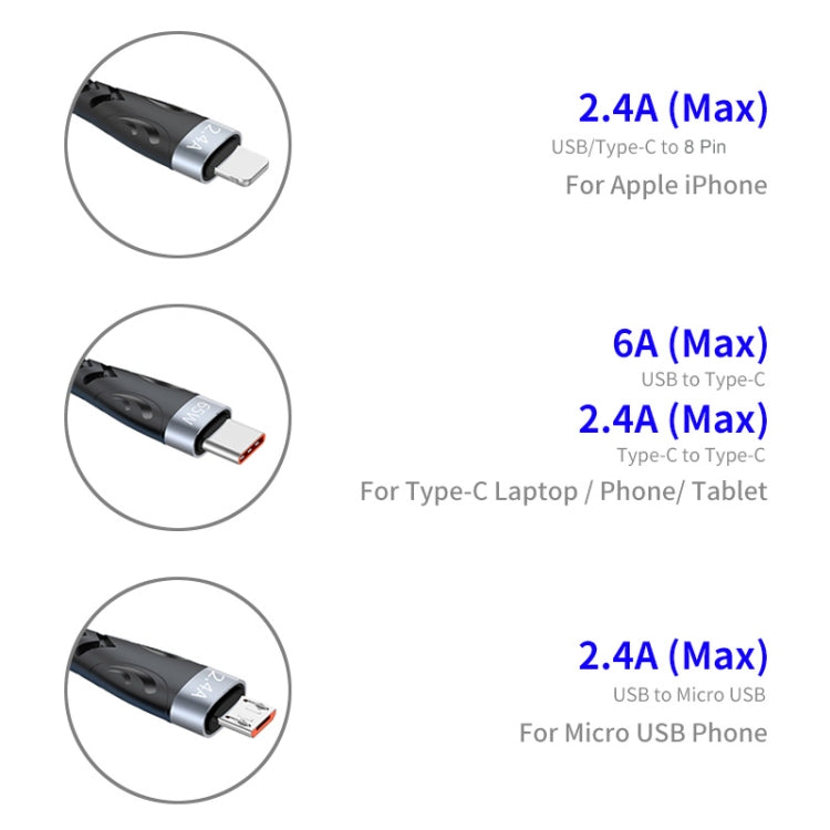 ENKAY ENK-CB135 5-in-1 65W USB-A & USB-C to 8 Pin / Type-C / Micro USB Multifunctional Charging C...