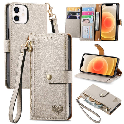 Love Zipper Lanyard Leather Phone Case