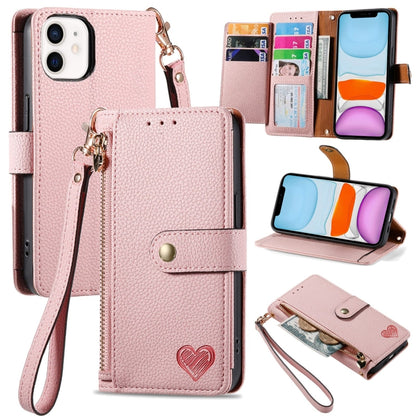 Love Zipper Lanyard Leather Phone Case