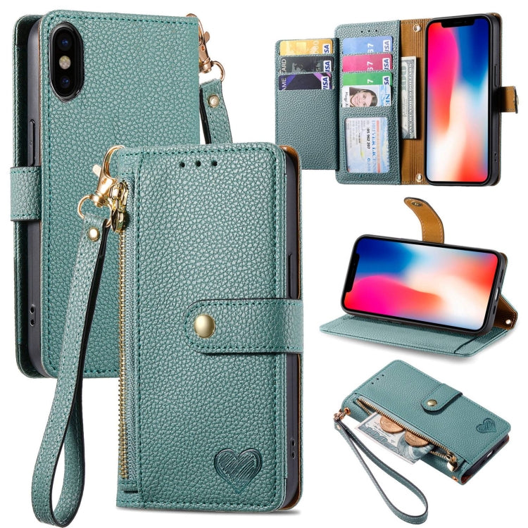Love Zipper Lanyard Leather Phone Case