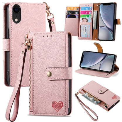 Love Zipper Lanyard Leather Phone Case