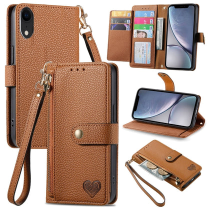 Love Zipper Lanyard Leather Phone Case