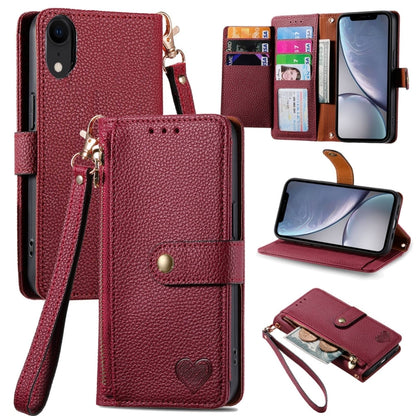Love Zipper Lanyard Leather Phone Case