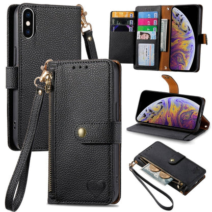 Love Zipper Lanyard Leather Phone Case