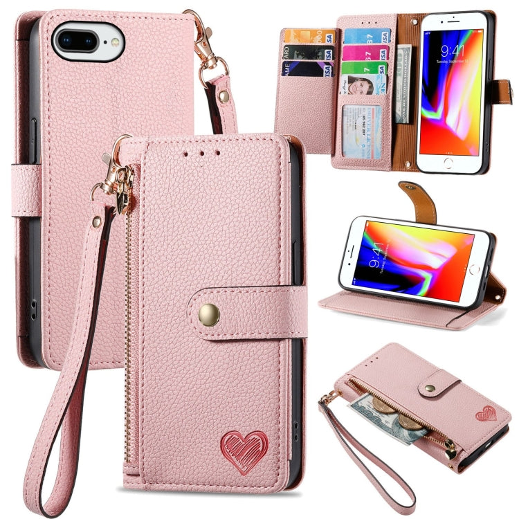 Love Zipper Lanyard Leather Phone Case