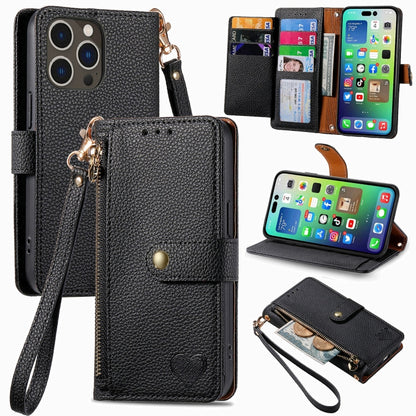 Love Zipper Lanyard Leather Phone Case