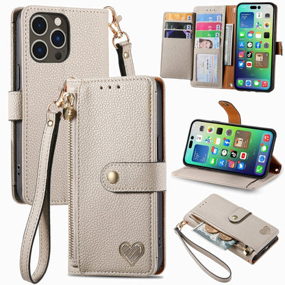 Love Zipper Lanyard Leather Phone Case