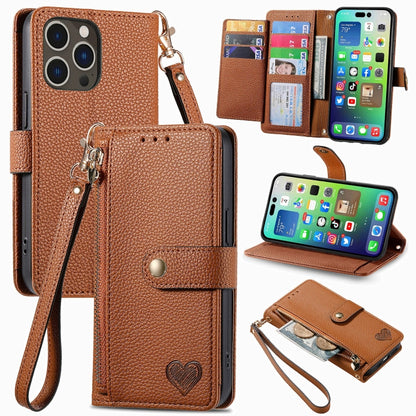 Love Zipper Lanyard Leather Phone Case