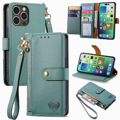 Love Zipper Lanyard Leather Phone Case