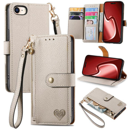 Love Zipper Lanyard Leather Phone Case