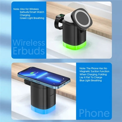 T15 3 in 1 Magnetic Magsafe Wireless Charger Folding Charging Stand For iPhone / iWatch / AirPods...