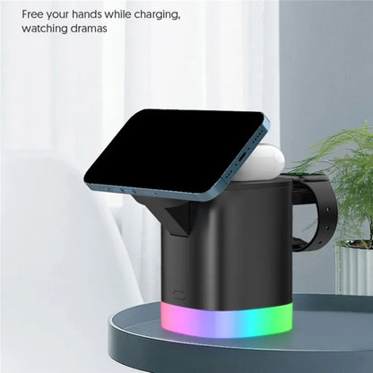 T15 3 in 1 Magnetic Magsafe Wireless Charger Folding Charging Stand For iPhone / iWatch / AirPods...