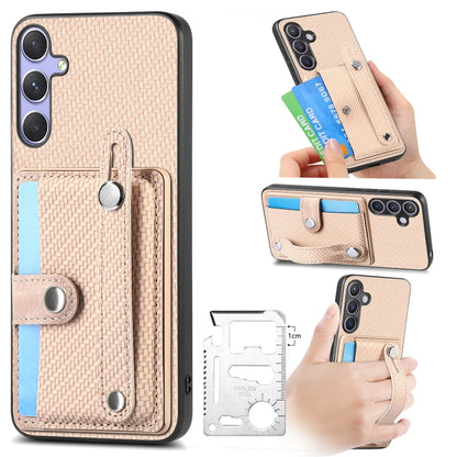 Wristband Kickstand Wallet Back Phone Case with Tool Knife