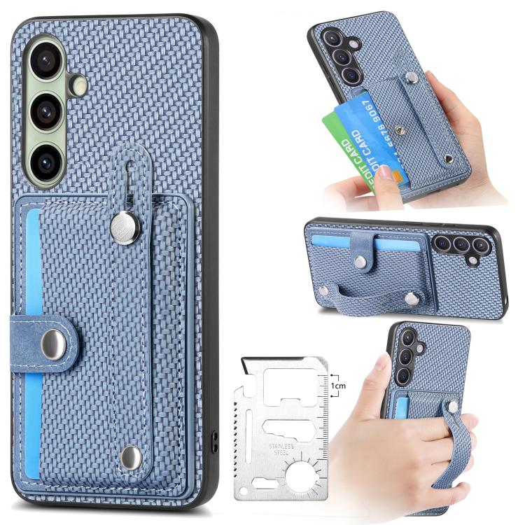 Wristband Kickstand Wallet Back Phone Case with Tool Knife