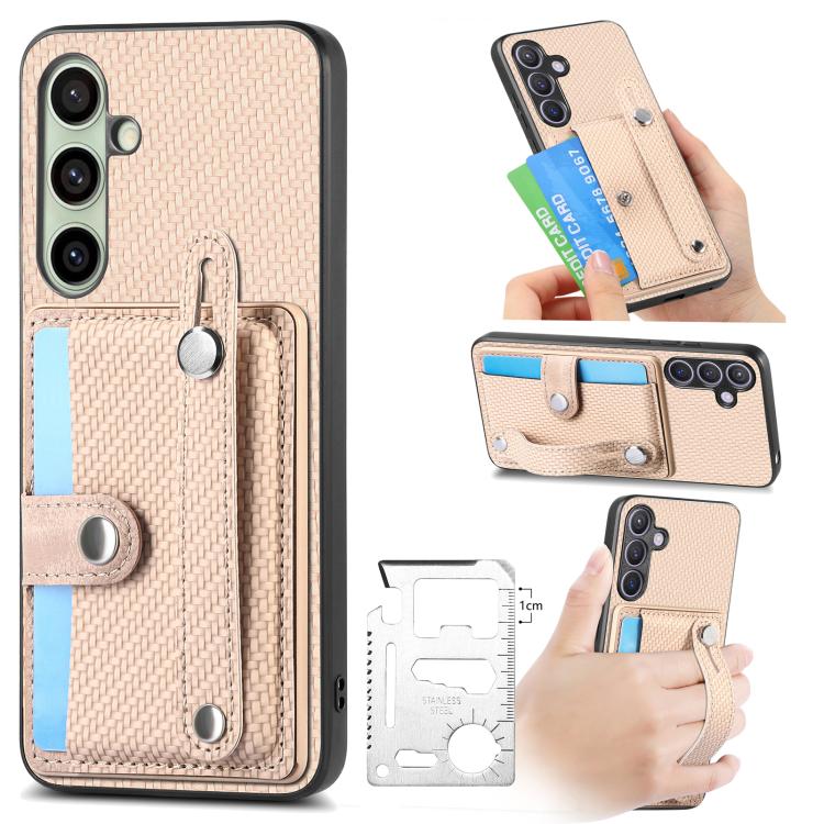 Wristband Kickstand Wallet Back Phone Case with Tool Knife