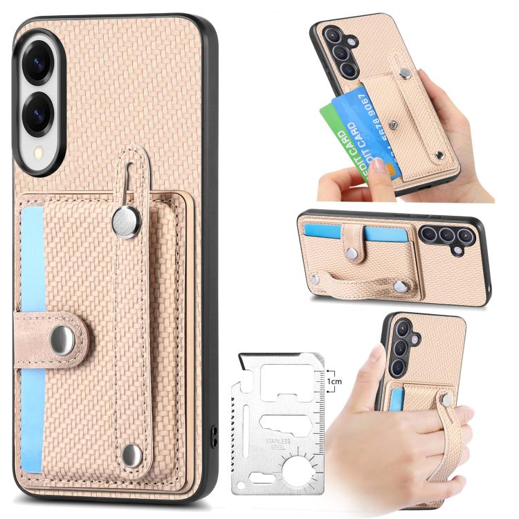 Wristband Kickstand Wallet Back Phone Case with Tool Knife