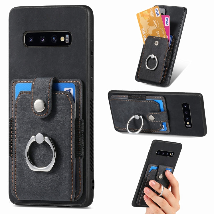 Retro Skin-feel Ring Card Wallet Phone Case