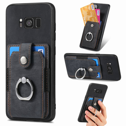 Retro Skin-feel Ring Card Wallet Phone Case