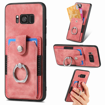 Retro Skin-feel Ring Card Wallet Phone Case