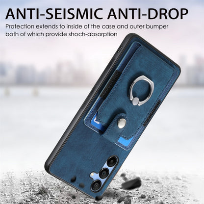 Retro Skin-feel Ring Card Wallet Phone Case