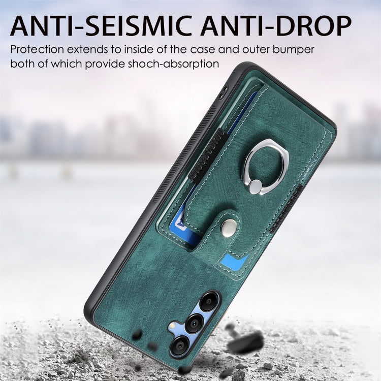 Retro Skin-feel Ring Card Wallet Phone Case