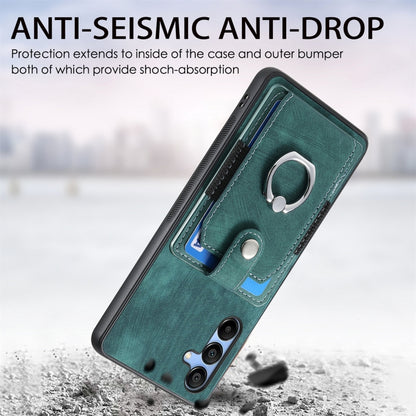 Retro Skin-feel Ring Card Wallet Phone Case