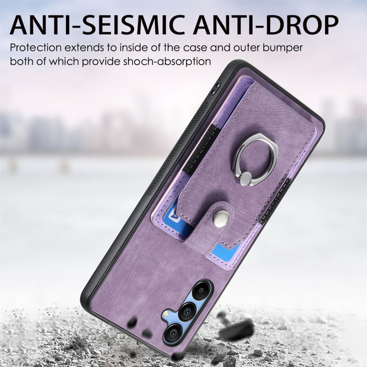 Retro Skin-feel Ring Card Wallet Phone Case