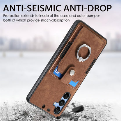 Retro Skin-feel Ring Card Wallet Phone Case