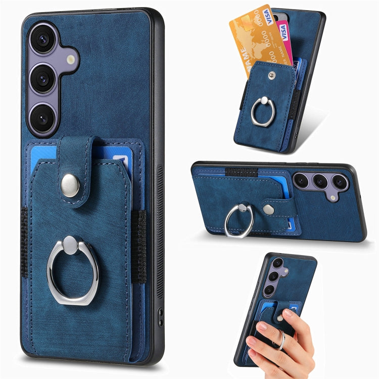 Retro Skin-feel Ring Card Wallet Phone Case