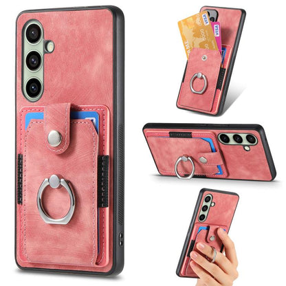 Retro Skin-feel Ring Card Wallet Phone Case