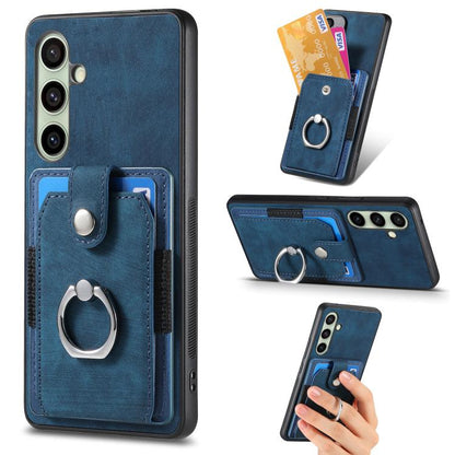 Retro Skin-feel Ring Card Wallet Phone Case