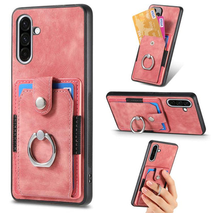 Retro Skin-feel Ring Card Wallet Phone Case