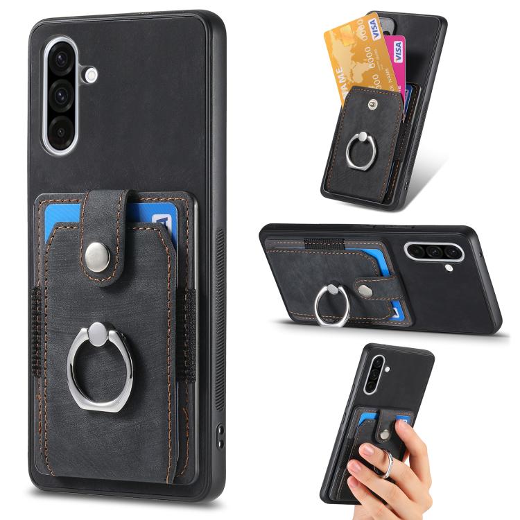 Retro Skin-feel Ring Card Wallet Phone Case