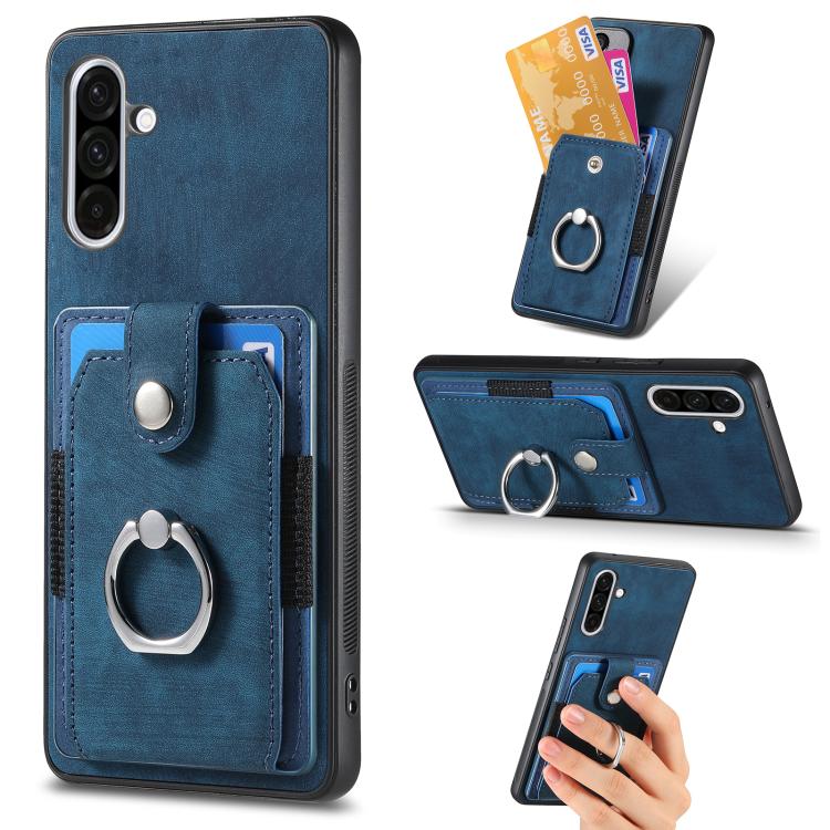 Retro Skin-feel Ring Card Wallet Phone Case