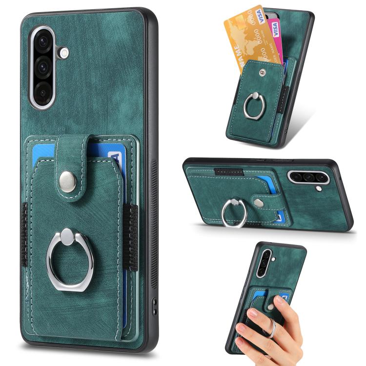 Retro Skin-feel Ring Card Wallet Phone Case