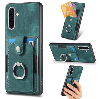 Retro Skin-feel Ring Card Wallet Phone Case