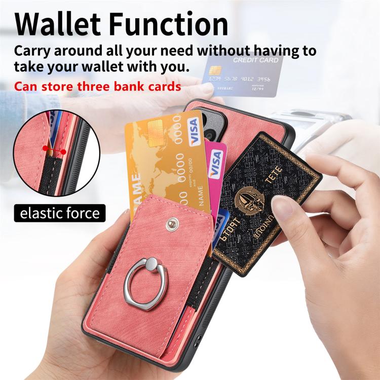 Retro Skin-feel Ring Card Wallet Phone Case