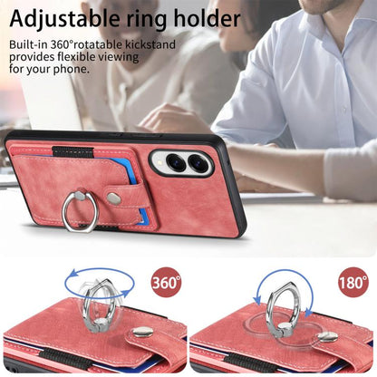 Retro Skin-feel Ring Card Wallet Phone Case