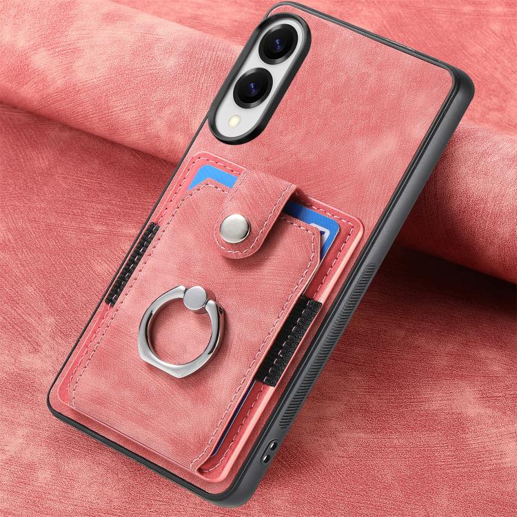 Retro Skin-feel Ring Card Wallet Phone Case