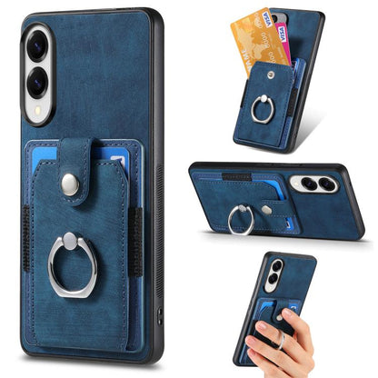 Retro Skin-feel Ring Card Wallet Phone Case