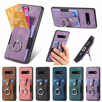 Retro Skin-feel Ring Card Wallet Phone Case